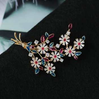 Elegantný Kvetinové Brošňa pre Ženy Bling Zirkón Krásne Smalt Kolíky Kytice Šperky Ženský Oblek Kabát Príslušenstvo Broches Pin