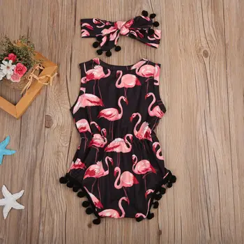 Flamingo Novorodenca Dieťa Batoľa Dievča Kombinézu bez Rukávov Sunsuit Playsuit Jeden kus Oblečenia Dieťa Ležérne Oblečenie 0-24M