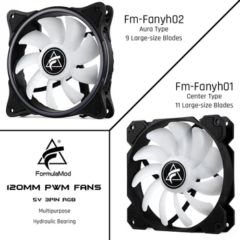 FormulaMod Fm-Fanyh 120mm PWM Fan 5v 3Pin RGB Viacúčelový Maskou Chladiča Prípade Ventilátor Hydraulického Ložiska 11/9 Veľký-veľkosť Čepele