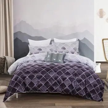 Geometria Stožiare, posteľná bielizeň Nastaviť Šedá Perinu Kráľovná Veľkosti bytového Textilu 3ks Dropship posteľná bielizeň