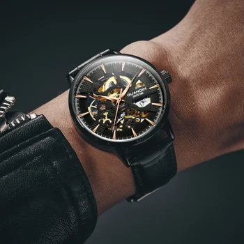 GUANQIN2020 nové hodinky pánske kostra automatické mechanické hodinky zlaté kostra retro pánske hodinky pánske hodinky top značky luxus