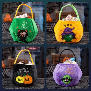 Halloween candy bag scény rozloženie výzdoba materskej škole deti cukríky, čokolády Halloween tekvica tote bag