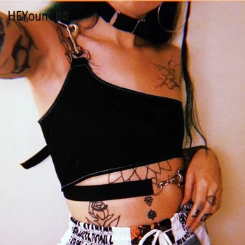 HEYounGIRL Punk Harajuku Tank Top Ženy Rameno Čiernej Plodín, Topy, Tričká Dámske Ležérne Obväz Vesta Letné Top Streetwear 2019