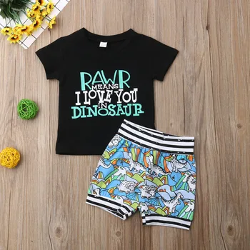 Horúce Dinosaurus, Batoľa, Dieťa, Chlapec Letné Oblečenie Tee tričko+Nohavice Šortky Nastaviť 6M-4t-taktné