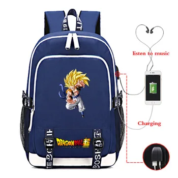 Horúce Son Goku USB nabíjanie školské tašky tlač vzor univerzitných študentov školy taška cestovný batoh USB nabíjateľné školské tašky