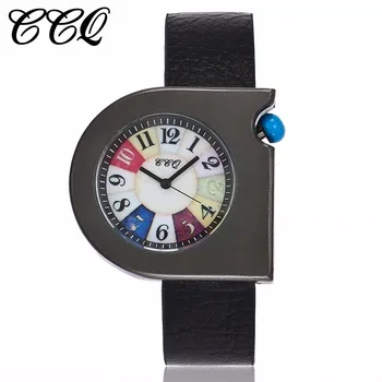 Hot Predaj Nových CCQ Značky Módnych Mužov Náramkové hodinky Dámske Hodinky Bežné PU Kožené Ženy Ženy náramkové hodinky Quartz Drop Shipping