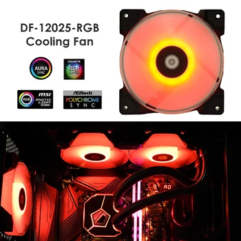 ID-Chladenie DF-12025-RGB Adresný RGB PC Prípade Ventilátor 120mm PWM Šasi Ventilador Grafickej Karty Vody Chladič Radiátorov