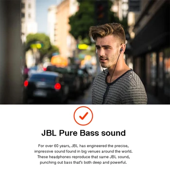 JBL T290 3,5 mm Káblové Slúchadlá Stereo Hudbu, Športové Pure Bass Slúchadlá 1-Tlačidlo Remote Hands-free Call s Mikrofónom pre chytré telefóny