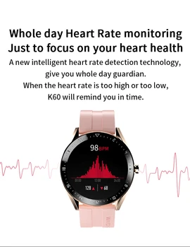 K60 Smart Hodinky Muži Ženy Bluetooth Hovor Smartwatch Srdcovej Frekvencie, Krvného Tlaku Monitor Fitness Tracker Módne Inteligentný Náramok