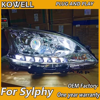 KOWELL Auto Styling pre Sylphy Svetlomety Roky 2013-Sentra LED Svetlometov dynamické LED DRL Bi Xenon Šošovky, Vysoká Nízka Lúč