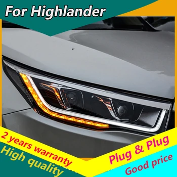 KOWELL Auto Styling v roku Nové Highlander Svetlomety Toyota Kluger LED Reflektor DRL Bi Xenon Šošovky, Vysoká Nízka Lúč Parkovanie Hmly
