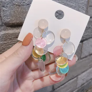 Kórejský Zmiešané Farby Transparentná Multi Vrstvy Akryl Pramene Drop Náušnice Pre Ženy 2020 Nové Módne Šperky