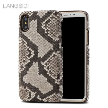 LANGSIDI Luxusné, ručne vyrábané pravej kože python pokožky späť puzdro pre iphone 11 pro max 7 8plus reálnom kožené pre iphone 11 pro capa