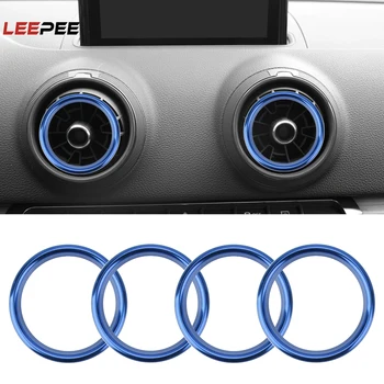 LEEPEE 4Pcs/Set Car AC, klimatizácia Ventilačné Rám, Kryt Výbava Hliníkové Ozdobné Nálepky Na Audi A3 8V 2013-2019
