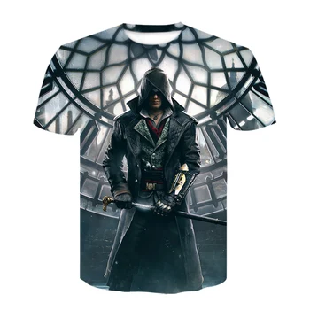 Letné Harajuku T-shirt 3D Tlač Assassin ' s Creed Krátke Bavlnené tričko Ležérne pánske Tričko Cool Oblečenie, Streetwear topy