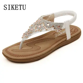 Letné nové sladké žena módy diamond sandále ženy Bohemia sandále prst plážové sandále bežné komfortné ploché sandále