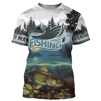Letné tričko Walleye Rybolov 3D Vytlačené T-Košele pre Mužov, ženy Harajuku Bežné krátky Rukáv funny t-shirt Drop shipping