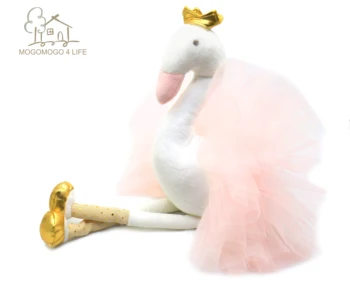 Luxusné Mogo Swan Plyšáka Hračky Krásne Darčeky Pre Kamarátky Vták Bábika Zlatá Koruna Oblečený Ružový Balerína Swan Princess