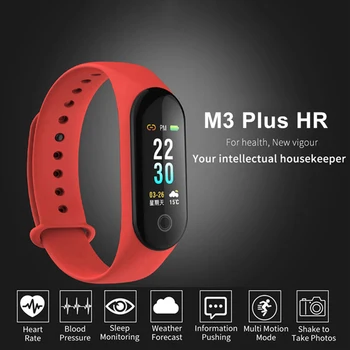M3 Plus HR Nepremokavé srdcovú frekvenciu a Krvný Tlak Monitor Fitness Tracker Neutrálne Smart Športový Náramok Pre Android iOS