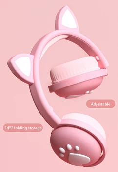 Mačka Ucho Bluetooth 5.0 Slúchadlá Potlačením Hluku Dievčatá, Deti Roztomilý Headset s LED Svetlo, Hudbu Stereo Bass Bezdrôtové Slúchadlá