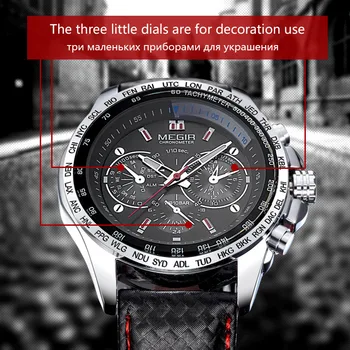 MEGIR horúce módne človeka quartz hodinky značky nepremokavé kožené hodinky pre mužov bežné čierne hodinky pre mužov 1010
