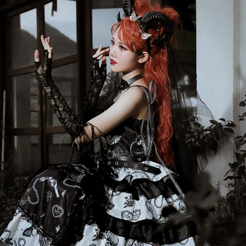 Melonshow Gothic Lolita Šaty Plus Veľkosť Black Soft Sestra na Vampire Diáre Tlač Sexy bez Rukávov JSK Šaty Kawaii Oblečenie