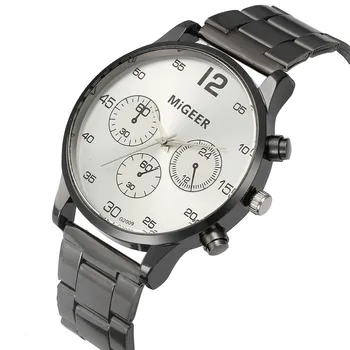 MIGEER Náramkové hodinky Náramok Relogio Masculino Muži Hodinky Luxusné Dizajnér z Nerezovej Ocele, Quartz Hodinky Pánske montre homme saati