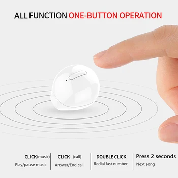 Mini Bezdrôtové Slúchadlá Skryté Bluetooth Slúchadlo Tlačidlo Ovládací Slúchadlá 3D Stereo Hudby Vodotesné Slúchadlá S Mikrofónom
