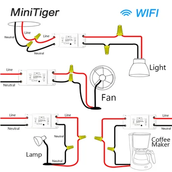 Minitiger Tuya WiFi Smart Light Switch Univerzálny Chránič Časovač Inteligentný Život APP Bezdrôtové Diaľkové Ovládanie s Alexa Domovská stránka Google