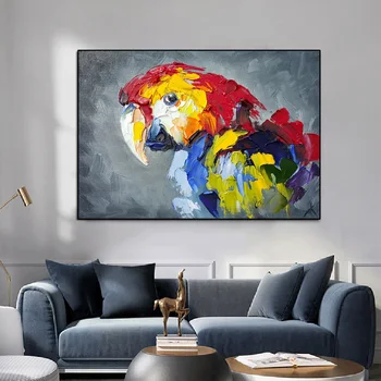Moderné olejomaľba Tlačené na Plátno Zvierat Plagáty a Tlačí Farebné Papagáj obrazov na Stenu pre Obývacia Izba Cuadros Domova