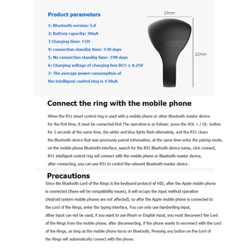 Multifunkčné Nositeľné Prst Prsteň Bluetooth 5.0 Diaľkové Ovládanie Smart Krúžok Bezdrôtový Diaľkový ovládač pre iOS a Android Telefón, TV