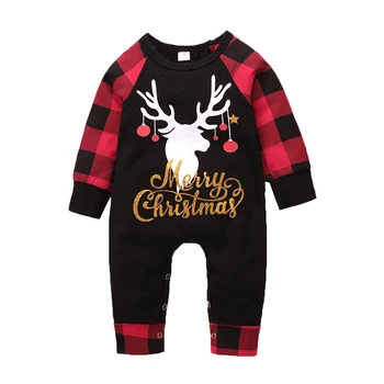 Móda Roztomilý Novorodenca Dieťa Elk List Tlač Romper Oblečenie Jesenné Vianočné Oblečenie, Darčeky pre Chlapcov, Dievčatá Oblečenie Kvapka Loď