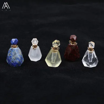 Móda Ženy Malé Parfum Fľašu Náhrdelník,Prírodné Lapis,Amethysts Crystal Kameň Parfum Fľašu Zlatý Prívesok Náhrdelník SA-08AMCB