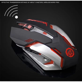 Nabíjateľná Wireless Gaming Mouse 7-farebné Podsvietenie Dych Pohodlie Hráč Myši na pracovnú Plochu Počítača Prenosný NoteBook PC