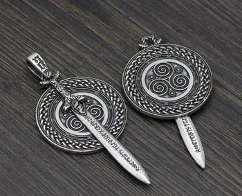 Nordic Vikingovia Keltské Amulet Legendárny Viking Vanir Frey Meč S Runy Prívesok Náhrdelník Talizman Dvojité Bočné
