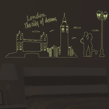 Novo Vymeniteľné Svietiace Nálepky na Stenu Londýne Clock Tower Fluorescenčné DIY Tapety Umenie Obtlačky nástenná maľba na Izbe Odtlačkový TE889