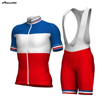 Nová KLASICKÁ FRANCÚZSKA Vlajka Národ Pro Team Cyklistický Set Krátke Prispôsobené Road Horské Preteky OROLLING