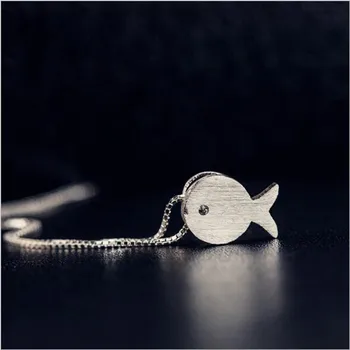 Nové Jednoduché A Krásne Kresby Malých Rýb Osobnosti Módy 925 Sterling Silver Šperky, Prívesok, Náhrdelníky N043