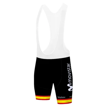 Nové Movistar cyklistické šortky bermudy ciclismo masculina cyklistické nohavice s náprsenkou krátke cyklistické Španielsko MTB kraťasy jednotné pánske cyklistické oblečenie