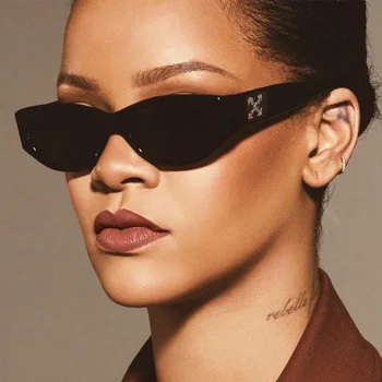 Nový Módny Malý Cat Eye Slnečné Okuliare Ženy Vintage Módne Okuliare Rihanna Dizajnér Značky Black Odtiene Slnečné Okuliare Oculos De Sol