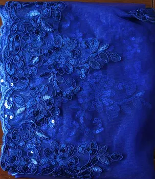 Nový Príchod Kráľovská Modrá Bling Flitrami Čipky Krátke Svadobný Závoj Jednu Vrstvu Krásne Svadobné Závoj Nevesty Príslušenstvo