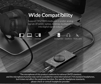 ORICO USB Zvuková Karta Externý Konektor 3,5 mm Mikrofón Reproduktor Headset Audio Adaptér Úprava Zadarmo Disku Počítača, Notebooku PS4