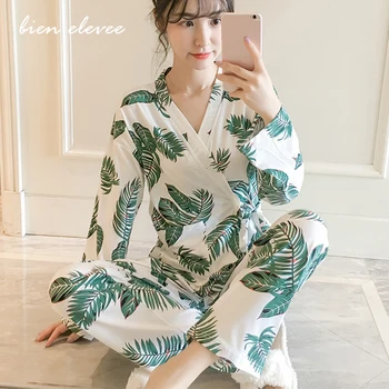 Pajama Sada pre Ženy Sexy Sleepwear Pyžamo Femme Jar Jeseň Bielizeň Lingeries Dámy Long-Sleeve Domov Obliekať Kvetinový Tlačené