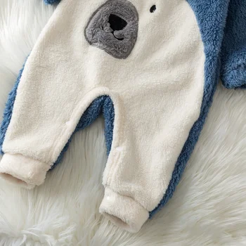 PatPat Zimné Baby Polar Bear Fleece Jumpsuit pre chlapčeka Oblečenie Remienky Detské Oblečenie