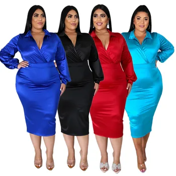 Plus Veľkosť Ženy Pevné Tričko Kus Dvoch Sád 2021 Jar Lady Vysoký Pás Bodycon Polovici Teľa Sukne + tvaru Kombinézach Oblečenie