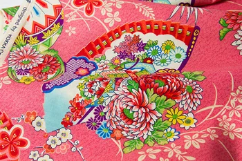 Pol-Metra Japonský kokka Patchwork Kimono Bavlnené Tkaniny Textilné Prešívanie Tkaniny Tkaniny pre šitie Kvet Ventilátor C