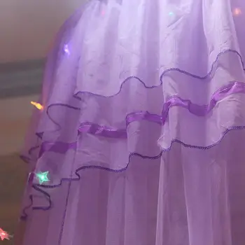 Princezná Visí Kolo Čipky Baldachýnovú Posteľ Sieťovina Pohodlný Študent Dome moskytiérou pre Postieľky Twin Plný Queen Posteli s farebné svetlo