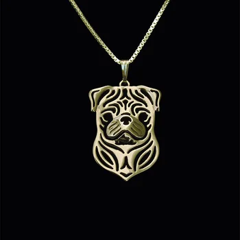Pug šperky - doska zlato a striebro psa prívesok a zvierat náhrdelník