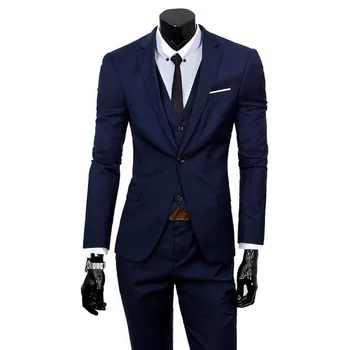 Puimentiua Muži Male Obleky, Komplety Business Formálne Šaty Svadobné Sako Office Nohavice Set kostým homme 3 kusy Slim Oblek 2020