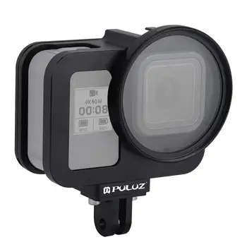 PULUZ pre GoPro HERO8 Black Bývanie Shell CNC Hliníkovej Zliatiny Ochranné Klietky s Poistenie Rám & 52mm UV Šošovky